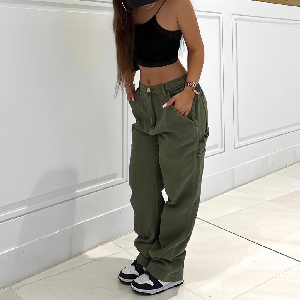 CargoMuse™ – High Waist Straight-Leg Utility Jeans for Women