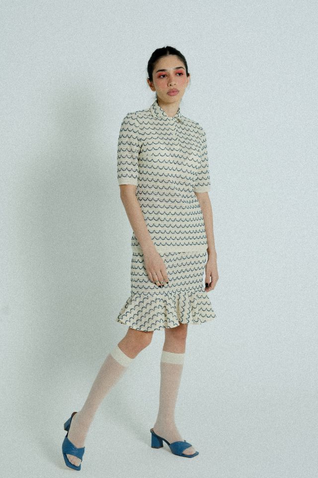 Sienna Wave-Textured Knit Mini Skirt