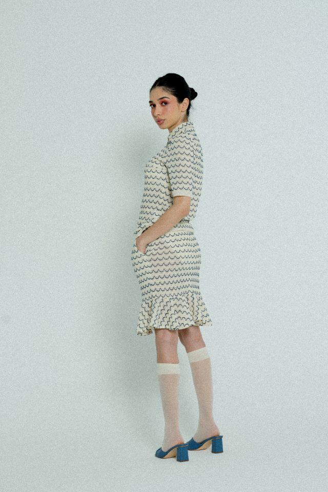 Sienna Wave-Textured Knit Mini Skirt