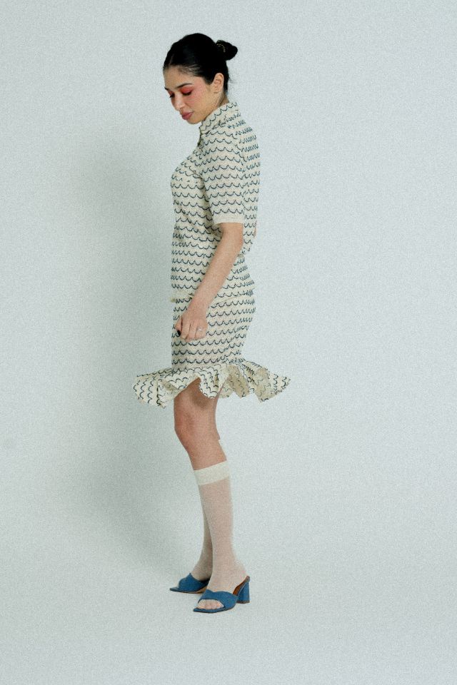 Sienna Wave-Textured Knit Mini Skirt