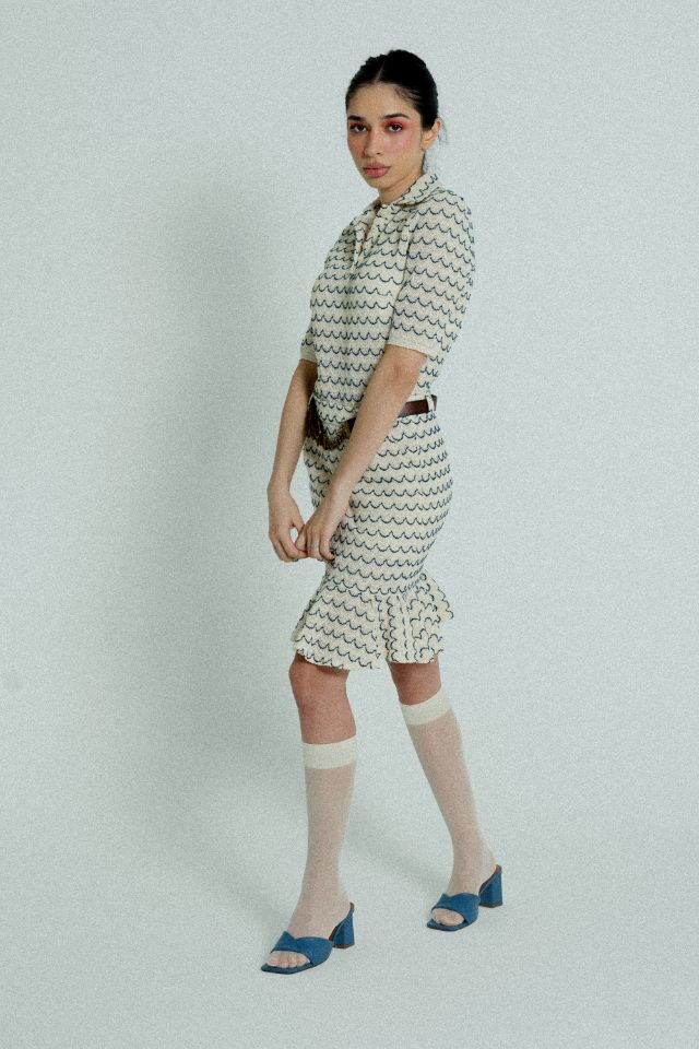 Sienna Wave-Textured Knit Mini Skirt