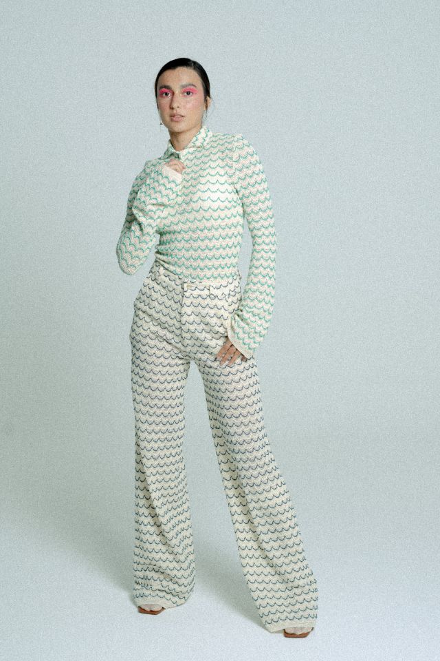 Sienna Wave-Textured Cotton Knit Shirt
