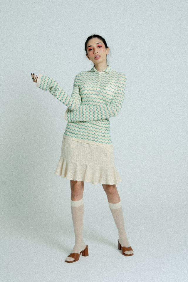 Sienna Wave-Textured Cotton Knit Shirt