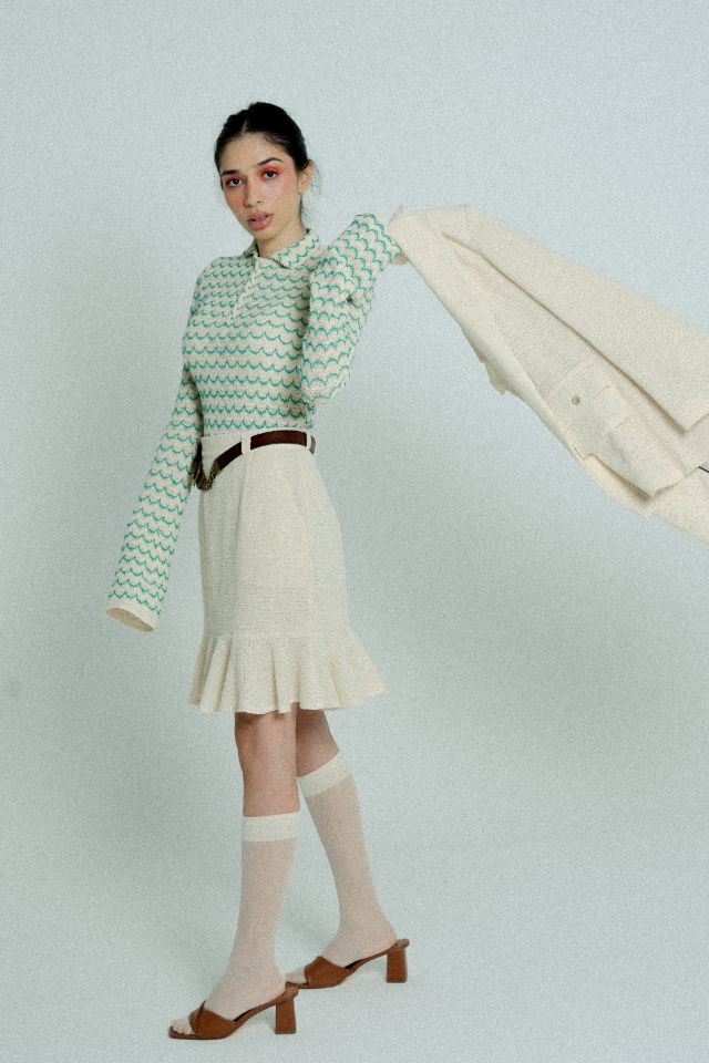 Sienna Wave-Textured Cotton Knit Shirt