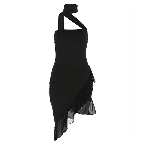 Elena Halter Cutout Asymmetric Midi Dress